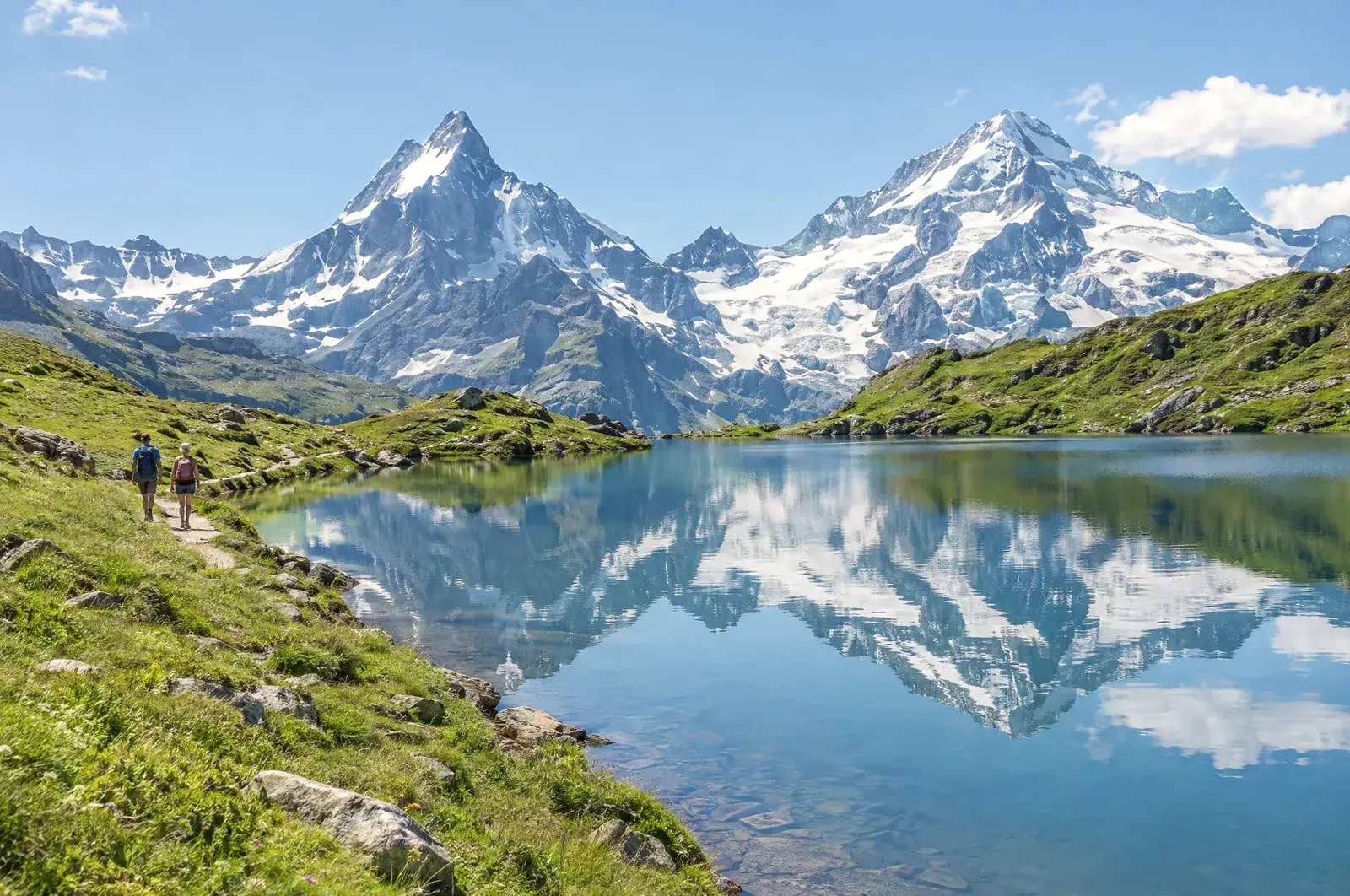 Wanderer am Bachalpsee über Grindelwald